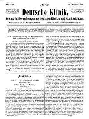 Deutsche Klinik Samstag 17. November 1866