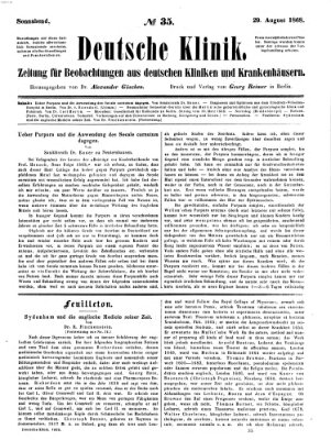 Deutsche Klinik Samstag 29. August 1868