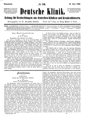 Deutsche Klinik Samstag 12. Juni 1869