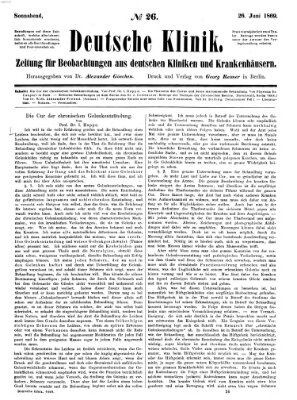 Deutsche Klinik Samstag 26. Juni 1869