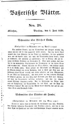 Bayerische Blätter Dienstag 1. Juni 1830