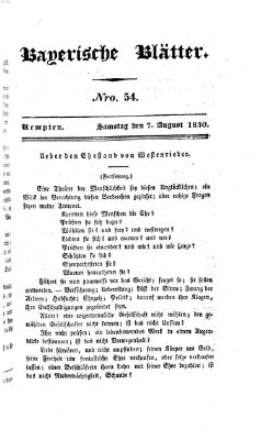 Bayerische Blätter Samstag 7. August 1830