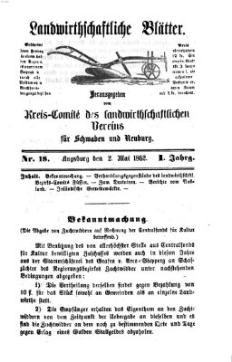 Landwirtschaftliche Blätter für Schwaben und Neuburg Freitag 2. Mai 1862