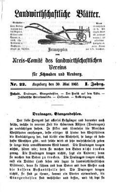 Landwirtschaftliche Blätter für Schwaben und Neuburg Freitag 30. Mai 1862