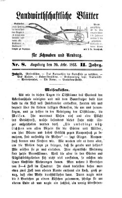 Landwirtschaftliche Blätter für Schwaben und Neuburg Freitag 20. Februar 1863
