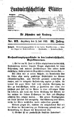 Landwirtschaftliche Blätter für Schwaben und Neuburg Freitag 3. Juli 1863