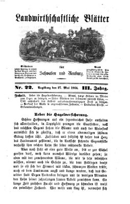 Landwirtschaftliche Blätter für Schwaben und Neuburg Freitag 27. Mai 1864