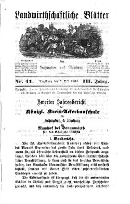 Landwirtschaftliche Blätter für Schwaben und Neuburg Freitag 7. Oktober 1864