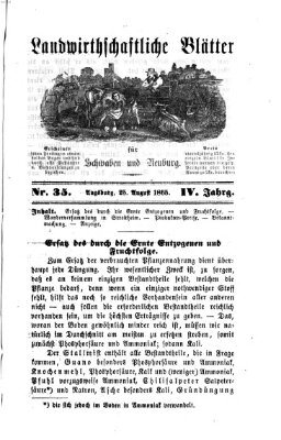 Landwirtschaftliche Blätter für Schwaben und Neuburg Freitag 25. August 1865