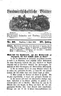 Landwirtschaftliche Blätter für Schwaben und Neuburg Freitag 1. September 1865