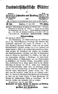 Landwirtschaftliche Blätter für Schwaben und Neuburg Donnerstag 25. Juni 1868