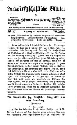 Landwirtschaftliche Blätter für Schwaben und Neuburg Donnerstag 10. September 1868