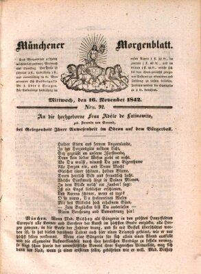 Münchener Morgenblatt Mittwoch 16. November 1842