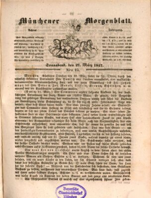 Münchener Morgenblatt Samstag 27. März 1847