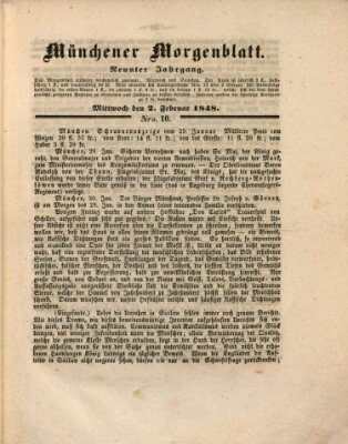 Münchener Morgenblatt Mittwoch 2. Februar 1848