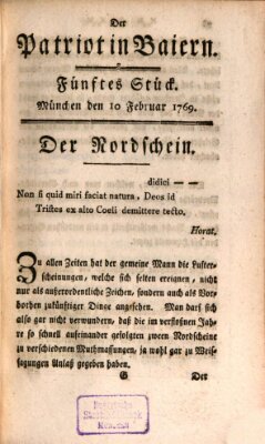 Der Patriot in Baiern Freitag 10. Februar 1769