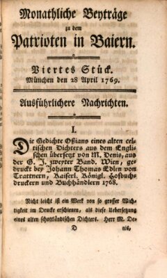 Der Patriot in Baiern Freitag 28. April 1769