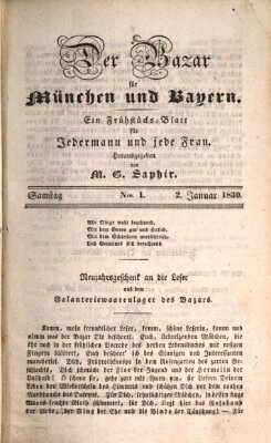 Der Bazar für München und Bayern Samstag 2. Januar 1830