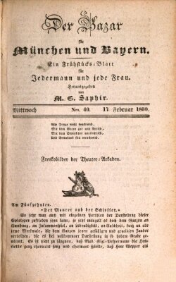 Der Bazar für München und Bayern Mittwoch 17. Februar 1830