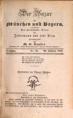Der Bazar für München und Bayern Dienstag 23. Februar 1830