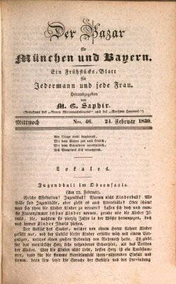 Der Bazar für München und Bayern Mittwoch 24. Februar 1830