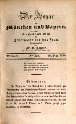 Der Bazar für München und Bayern Mittwoch 26. Mai 1830