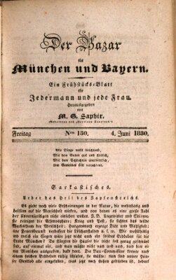 Der Bazar für München und Bayern Freitag 4. Juni 1830