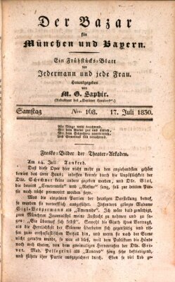 Der Bazar für München und Bayern Samstag 17. Juli 1830