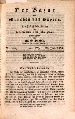 Der Bazar für München und Bayern Mittwoch 28. Juli 1830