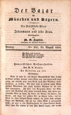 Der Bazar für München und Bayern Freitag 20. August 1830
