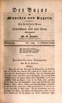 Der Bazar für München und Bayern Mittwoch 6. Oktober 1830
