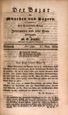 Der Bazar für München und Bayern Mittwoch 17. November 1830