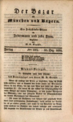 Der Bazar für München und Bayern Freitag 10. Dezember 1830