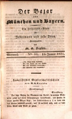 Der Bazar für München und Bayern Mittwoch 19. Januar 1831