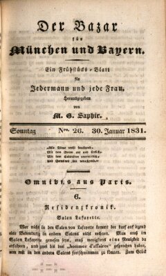 Der Bazar für München und Bayern Sonntag 30. Januar 1831