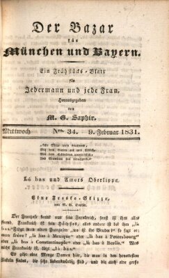 Der Bazar für München und Bayern Mittwoch 9. Februar 1831