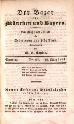 Der Bazar für München und Bayern Samstag 19. März 1831