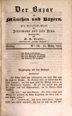 Der Bazar für München und Bayern Freitag 15. März 1833