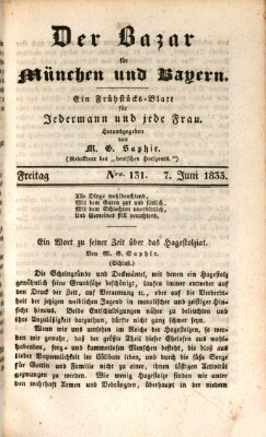Der Bazar für München und Bayern Freitag 7. Juni 1833