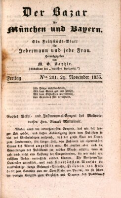Der Bazar für München und Bayern Freitag 29. November 1833