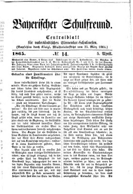 Bayerischer Schulfreund Mittwoch 5. April 1865