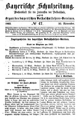 Bayerische Schulzeitung Freitag 20. November 1863