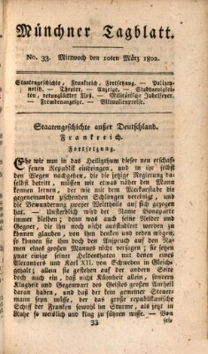 Münchener Tagblatt Mittwoch 10. März 1802