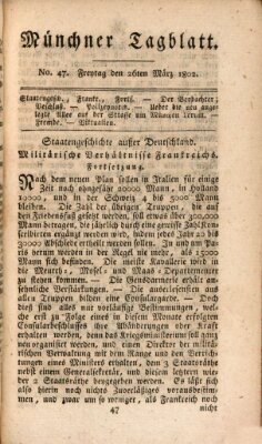 Münchener Tagblatt Freitag 26. März 1802
