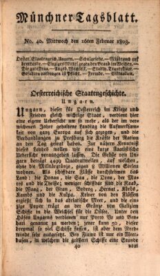 Münchener Tagblatt Mittwoch 16. Februar 1803