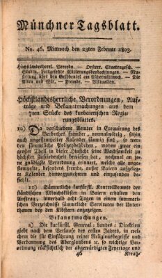 Münchener Tagblatt Mittwoch 23. Februar 1803