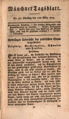Münchener Tagblatt Dienstag 1. März 1803