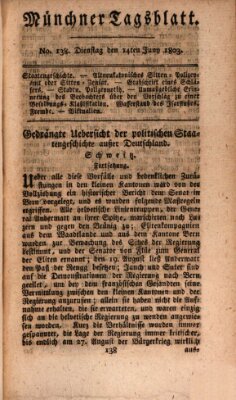 Münchener Tagblatt Dienstag 14. Juni 1803