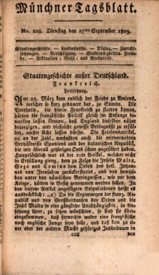 Münchener Tagblatt Dienstag 27. September 1803