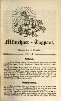 Münchener Tagpost (Münchener Morgenblatt) Sonntag 10. Dezember 1837
